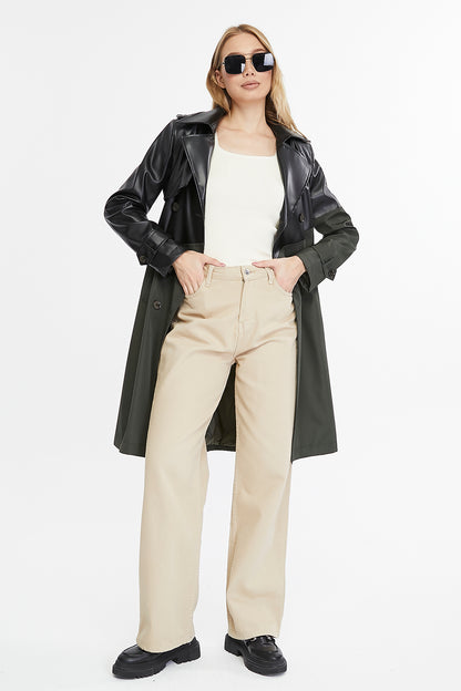 Asymmetric Colorblocking Trenchcoat