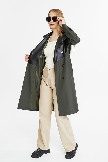 Asymmetric Colorblocking Trenchcoat