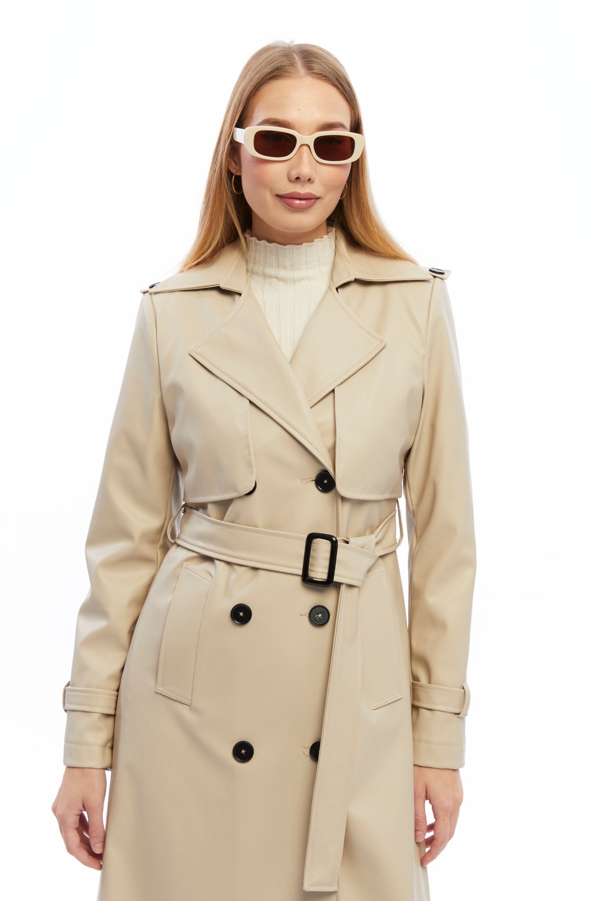 Ledermantel Trenchcoat Klassisch