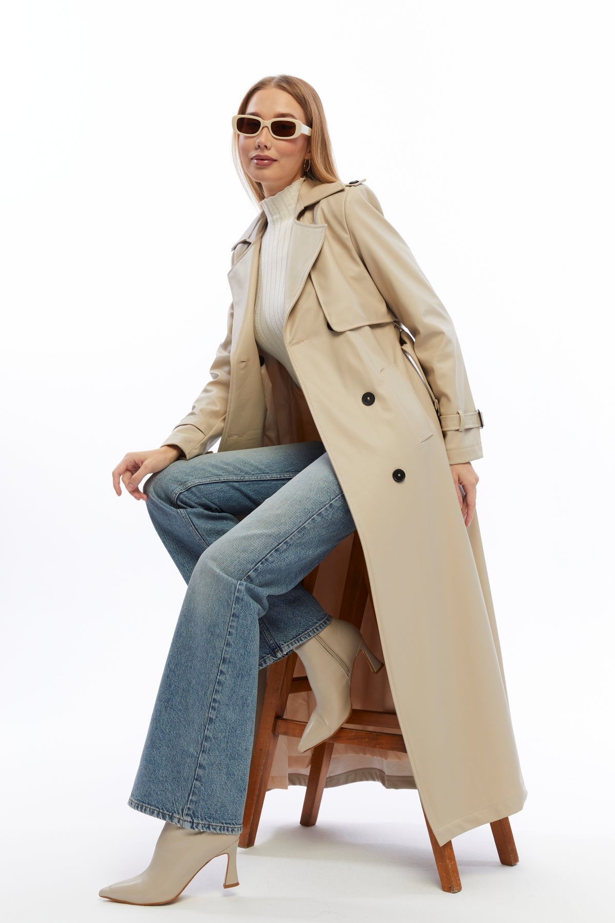 Ledermantel Trenchcoat Klassisch