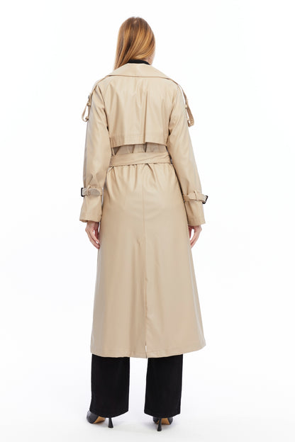 Military Leder-Trenchcoat