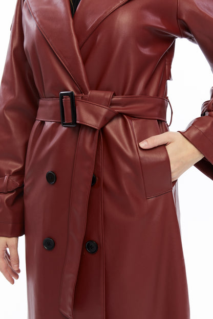 Military Leder-Trenchcoat