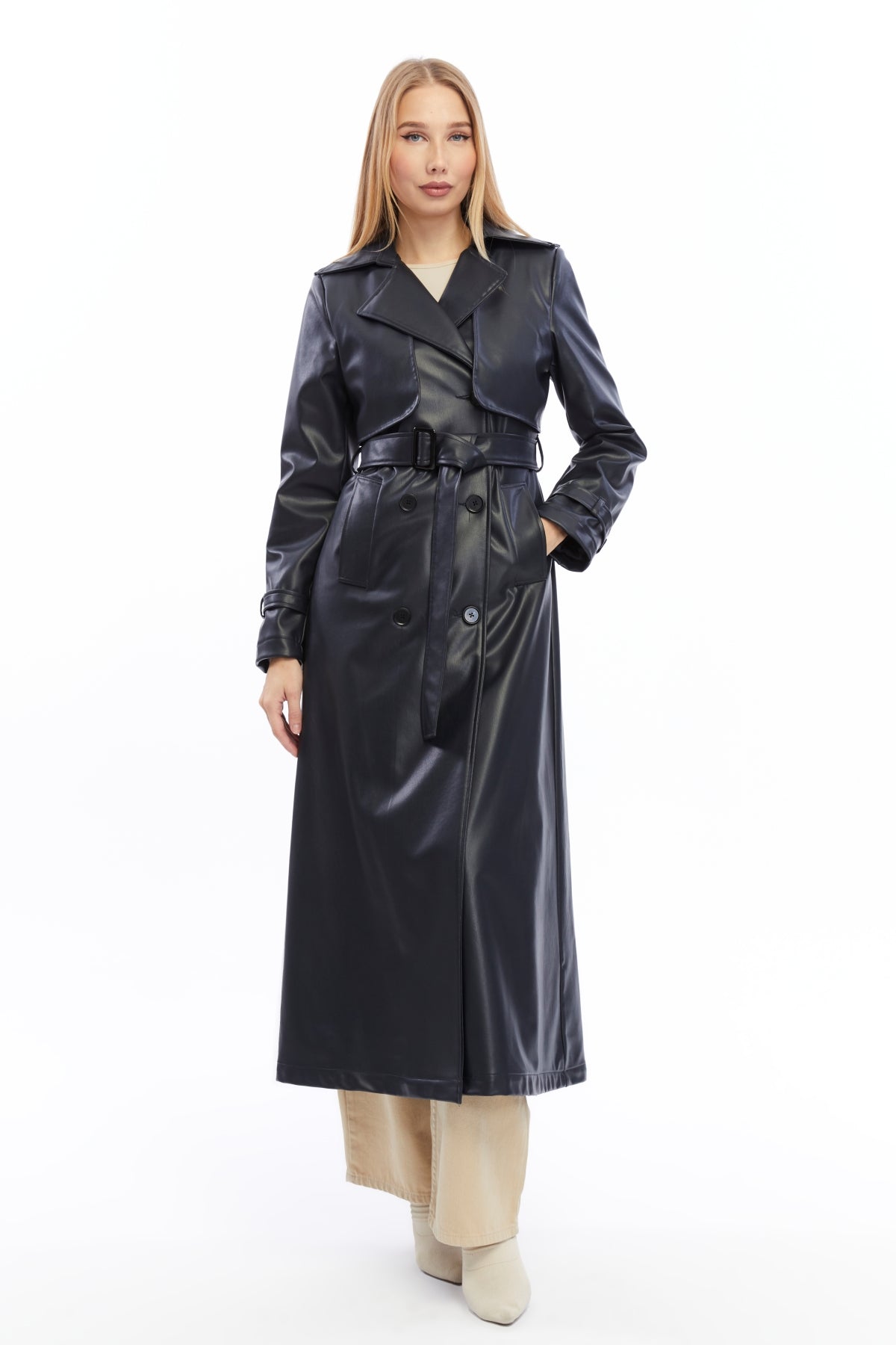 Ledermantel Trenchcoat Klassisch