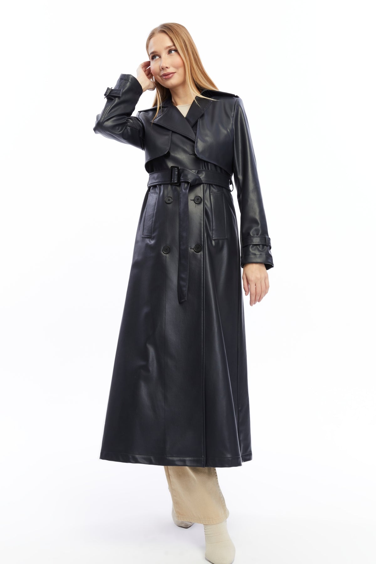 Ledermantel Trenchcoat Klassisch