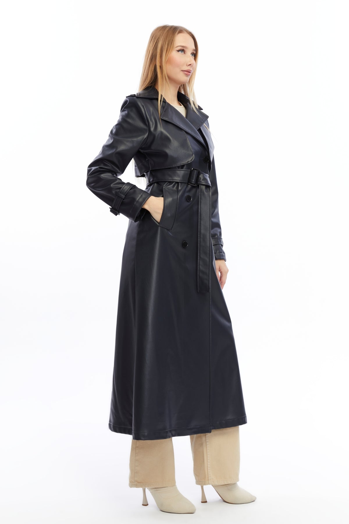 Ledermantel Trenchcoat Klassisch