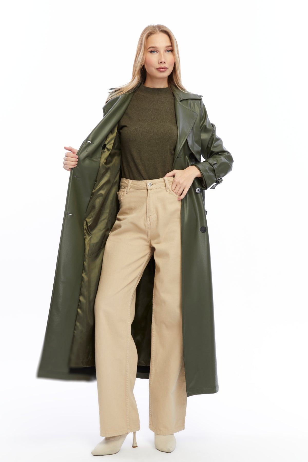 Ledermantel Trenchcoat Klassisch
