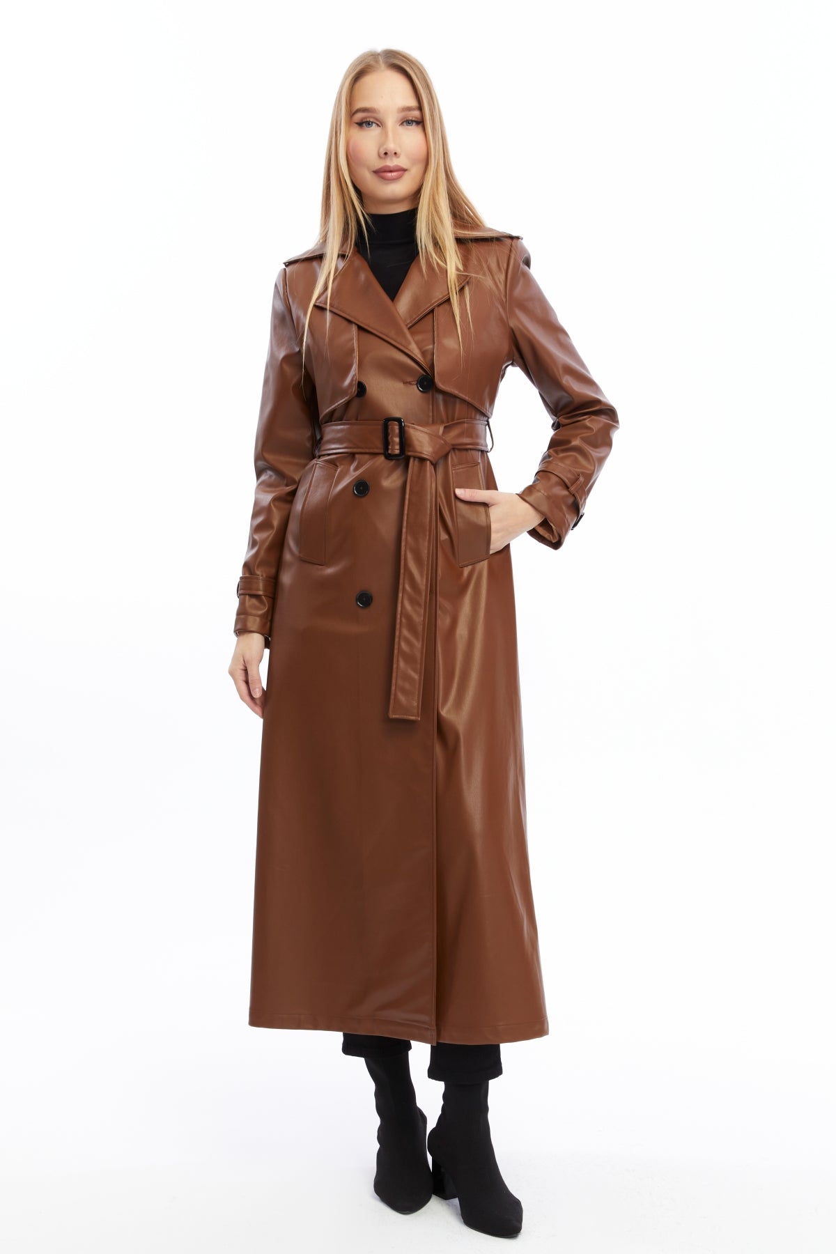 Ledermantel Trenchcoat Klassisch