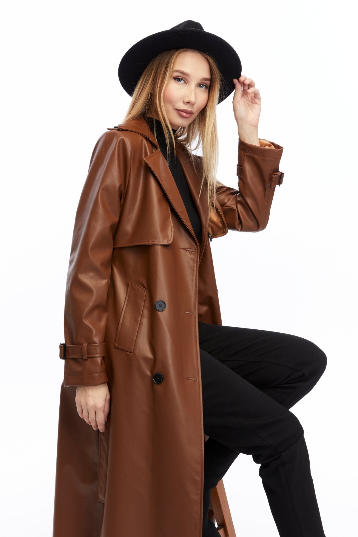 Ledermantel Trenchcoat Klassisch