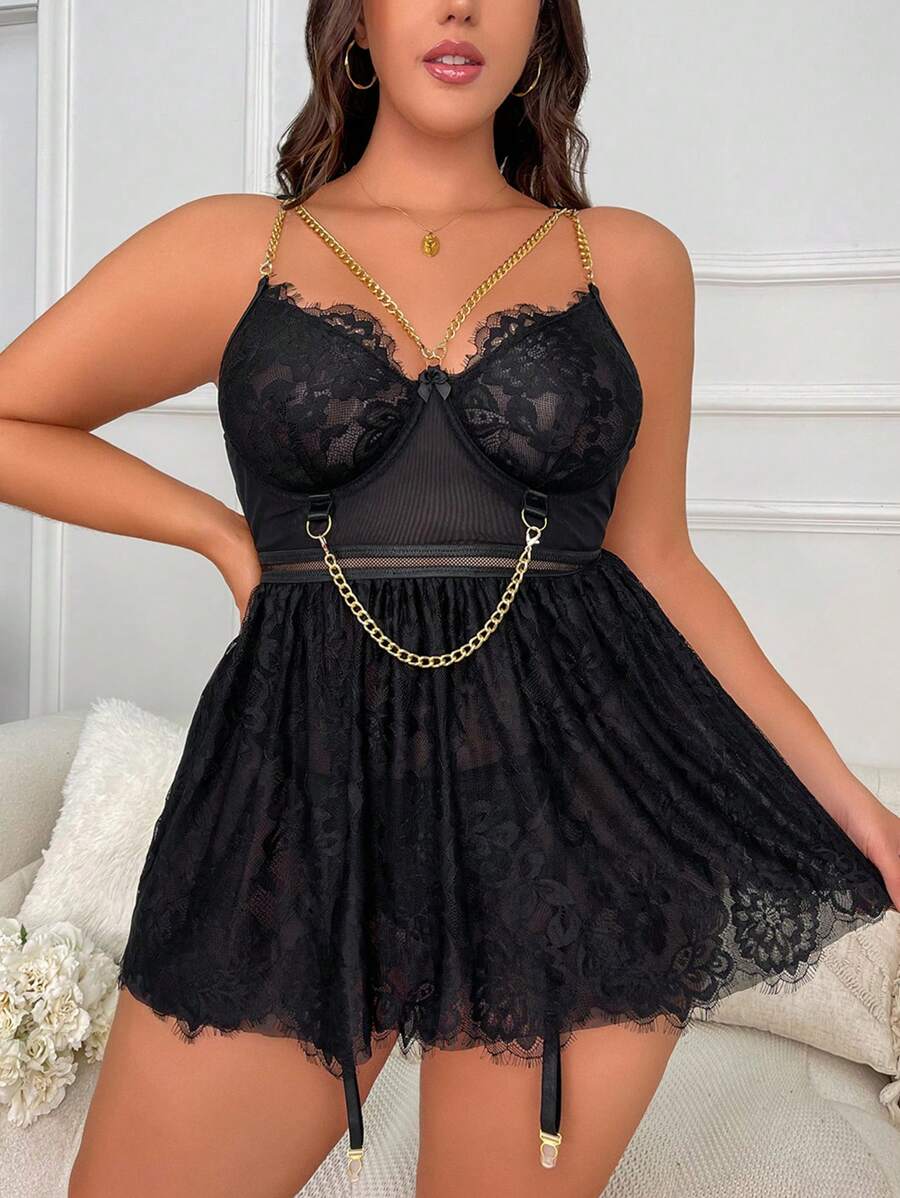 Xanthe – Negligé – Set mit Spitze &amp; Tüll