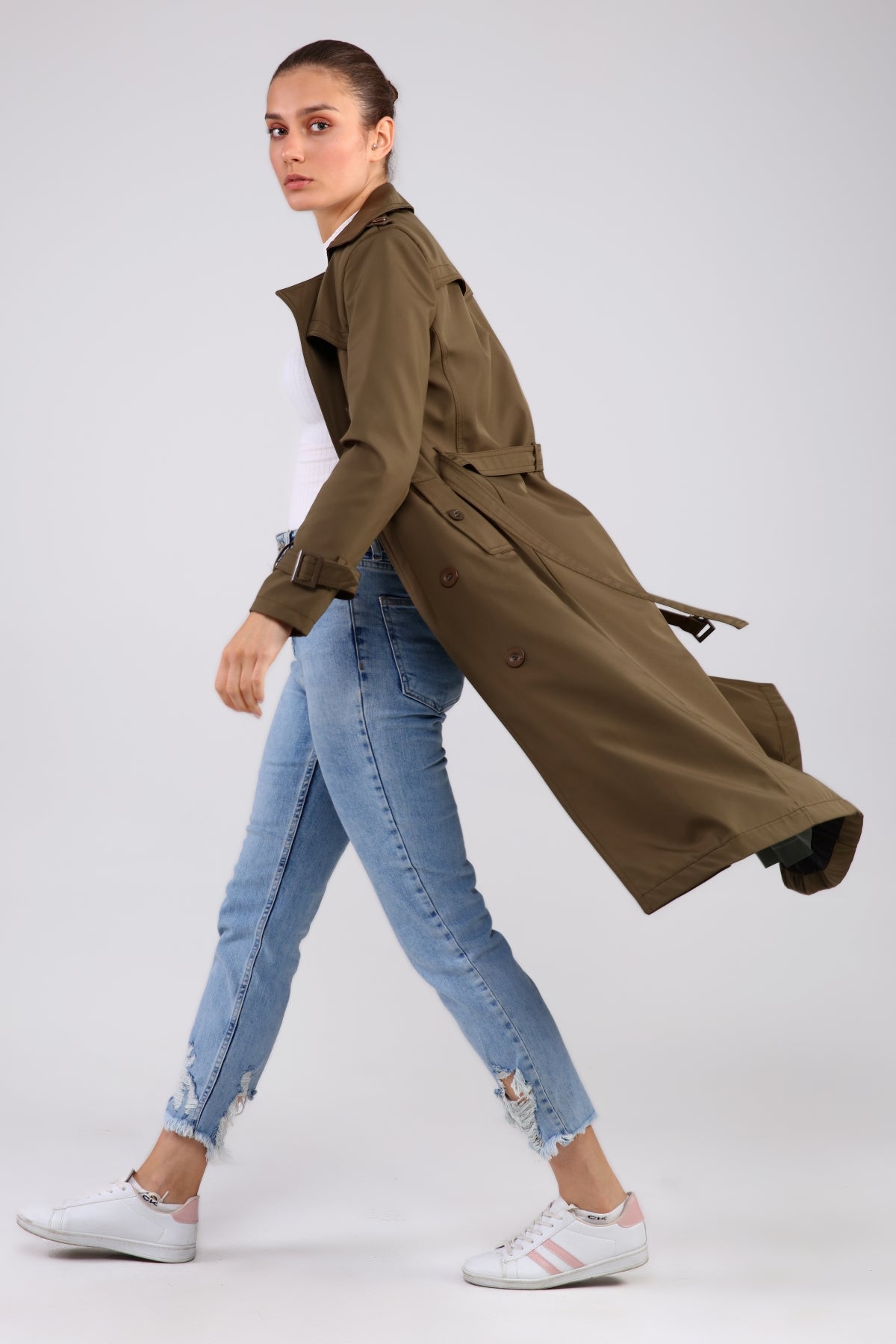 Trenchcoat mit Gürtel und Doppelreihe
