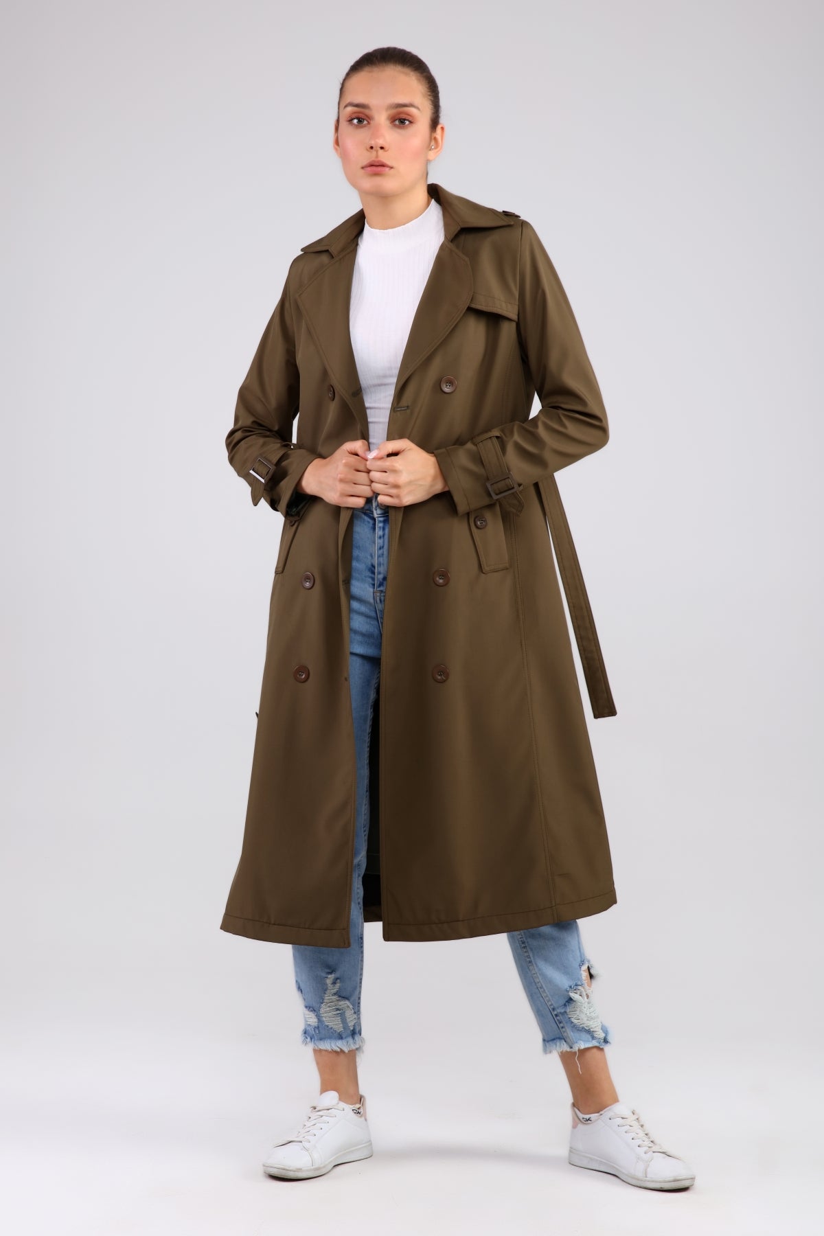 Trenchcoat mit Gürtel und Doppelreihe