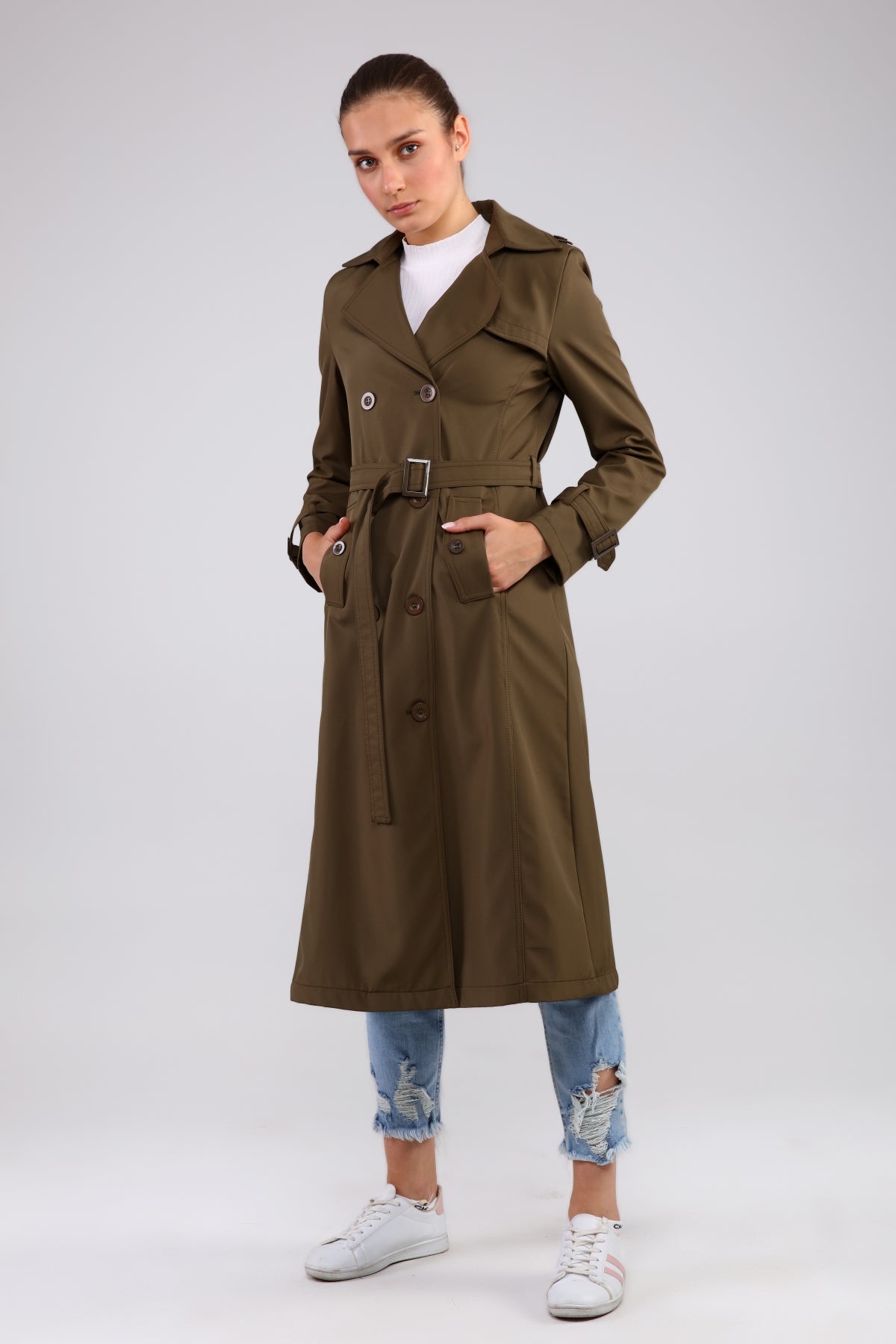 Trenchcoat mit Gürtel und Doppelreihe