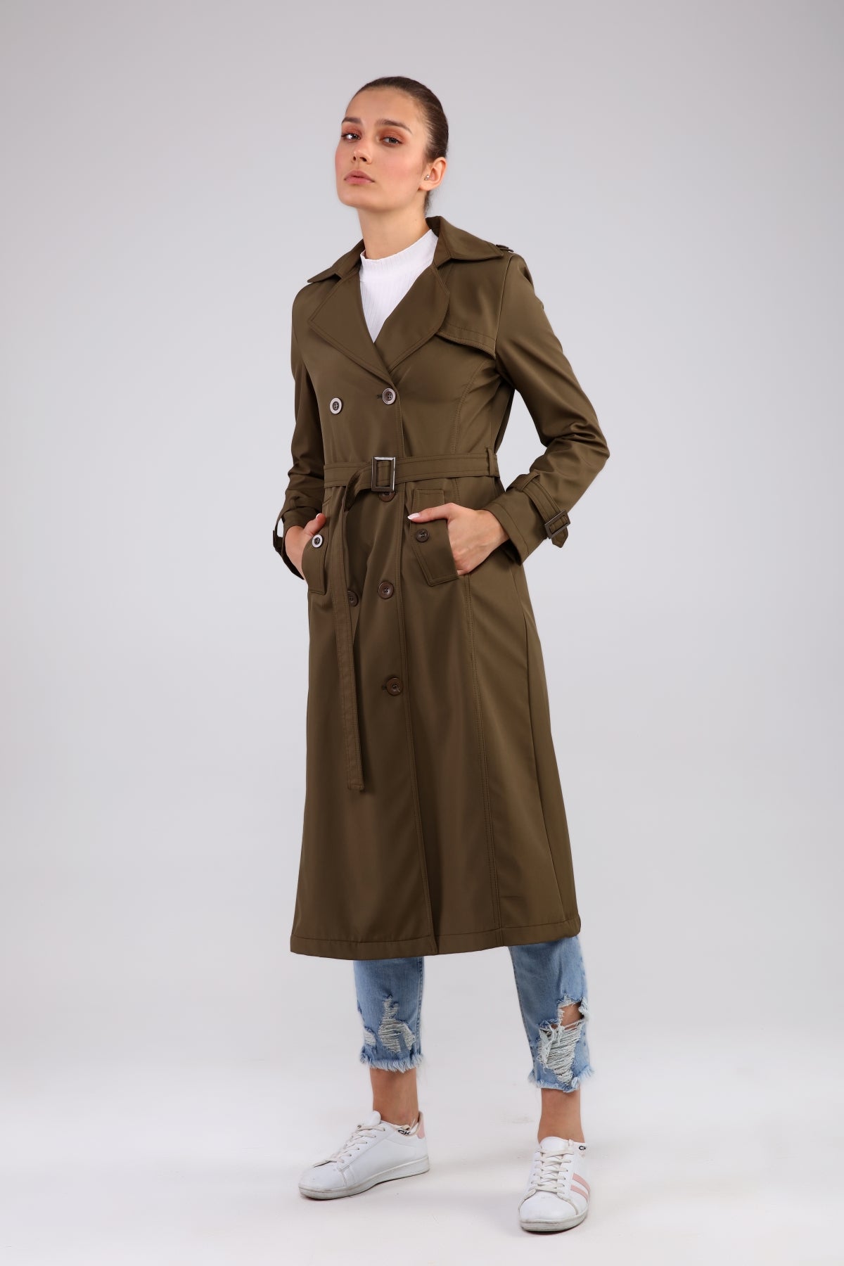 Trenchcoat mit Gürtel und Doppelreihe