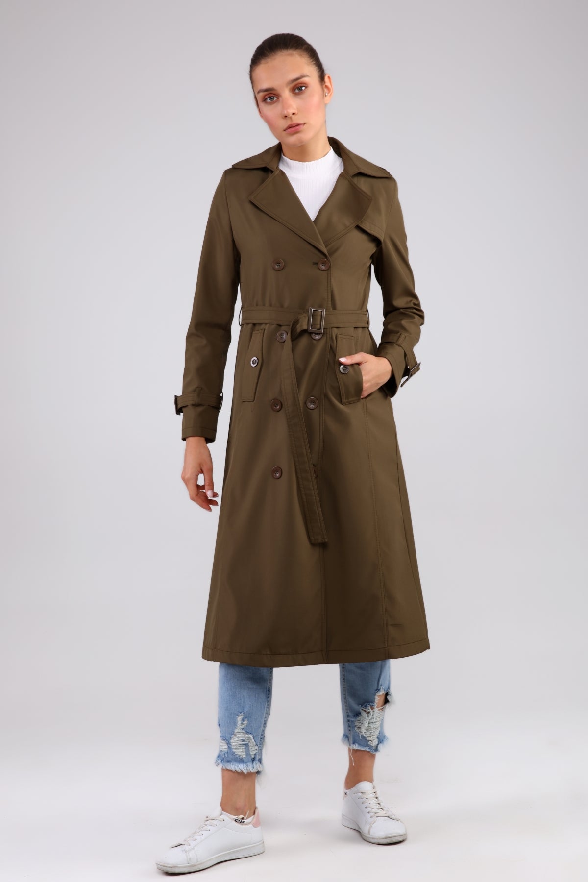 Trenchcoat mit Gürtel und Doppelreihe