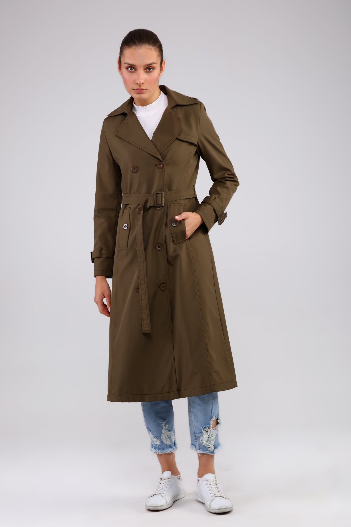 Trenchcoat mit Gürtel und Doppelreihe
