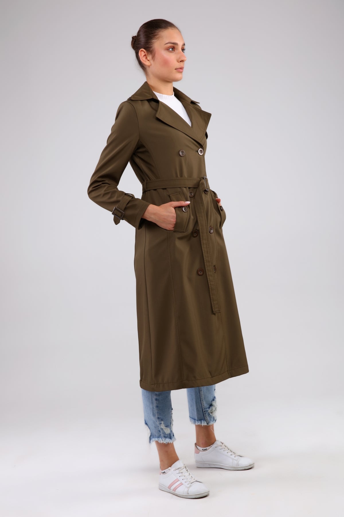 Trenchcoat mit Gürtel und Doppelreihe