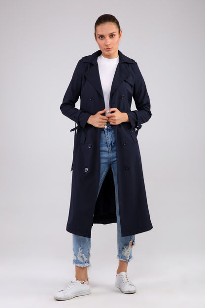 Trenchcoat mit Gürtel und Doppelreihe