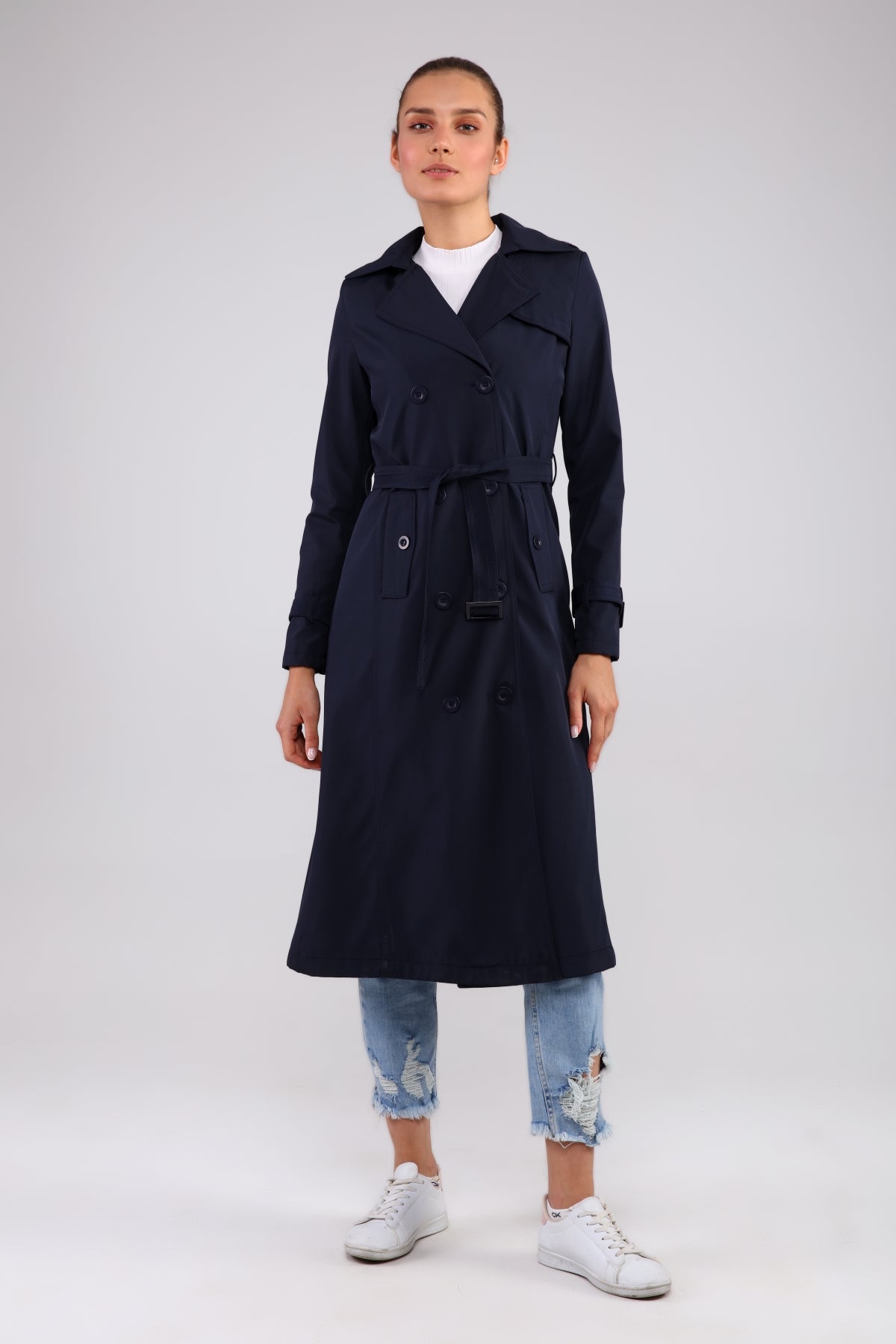 Trenchcoat mit Gürtel und Doppelreihe