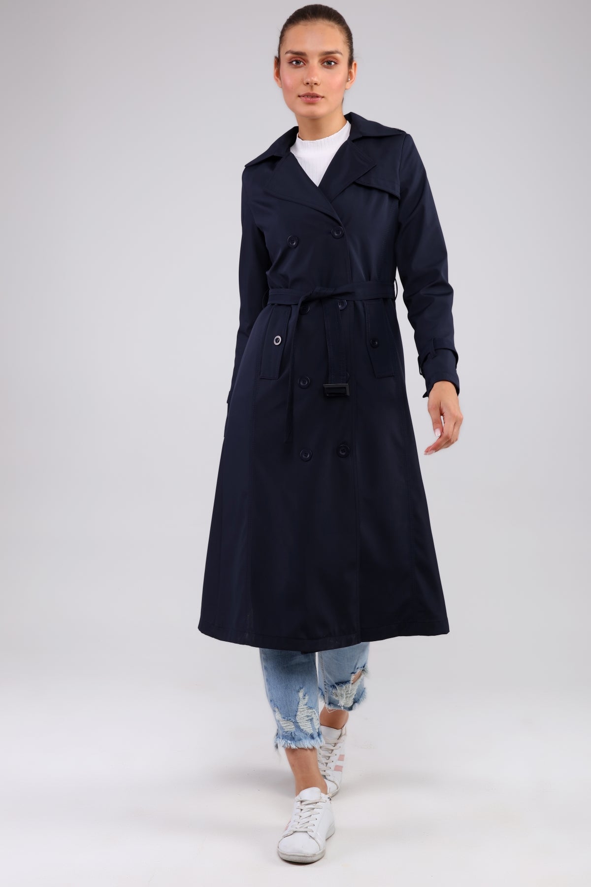 Trenchcoat mit Gürtel und Doppelreihe