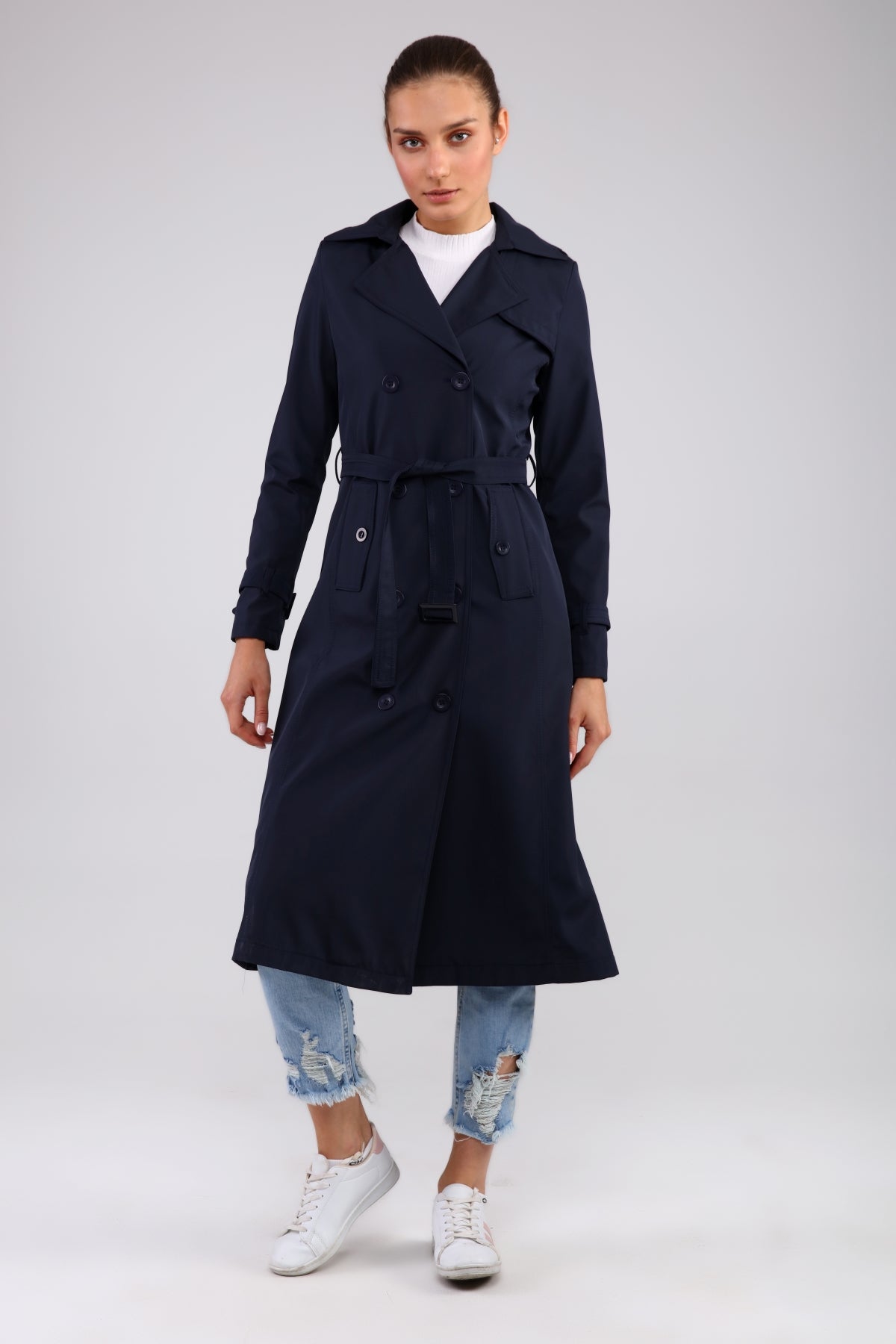 Trenchcoat mit Gürtel und Doppelreihe