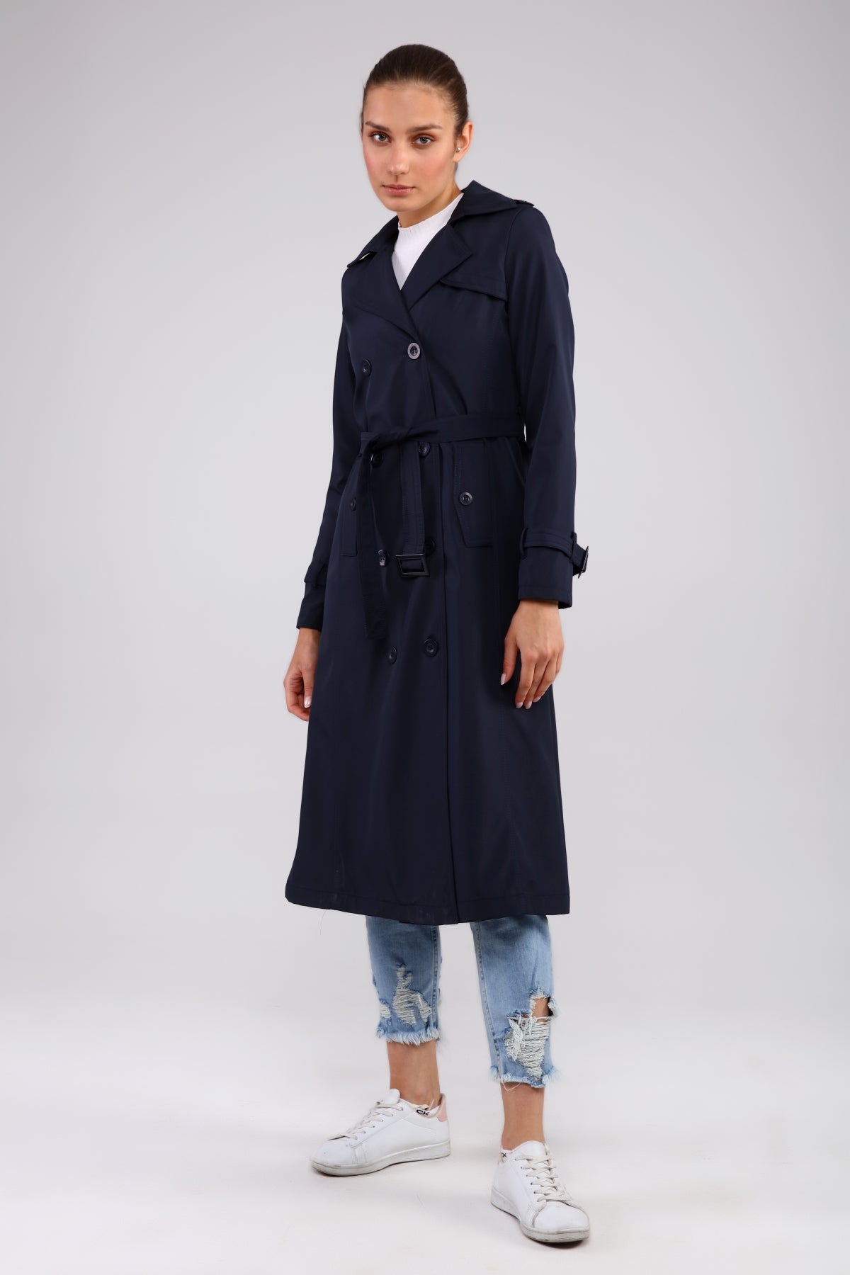 Trenchcoat mit Gürtel und Doppelreihe