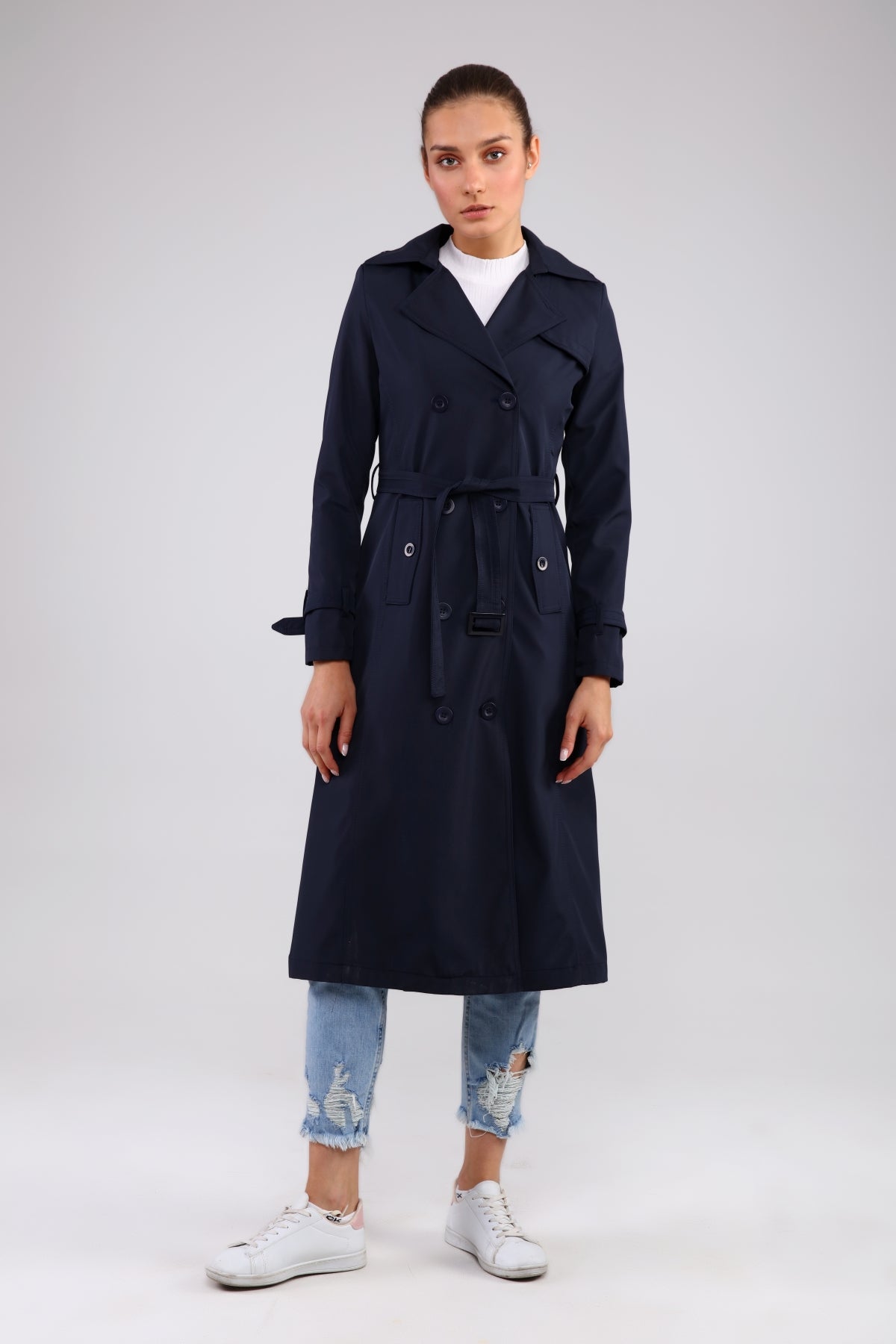 Trenchcoat mit Gürtel und Doppelreihe