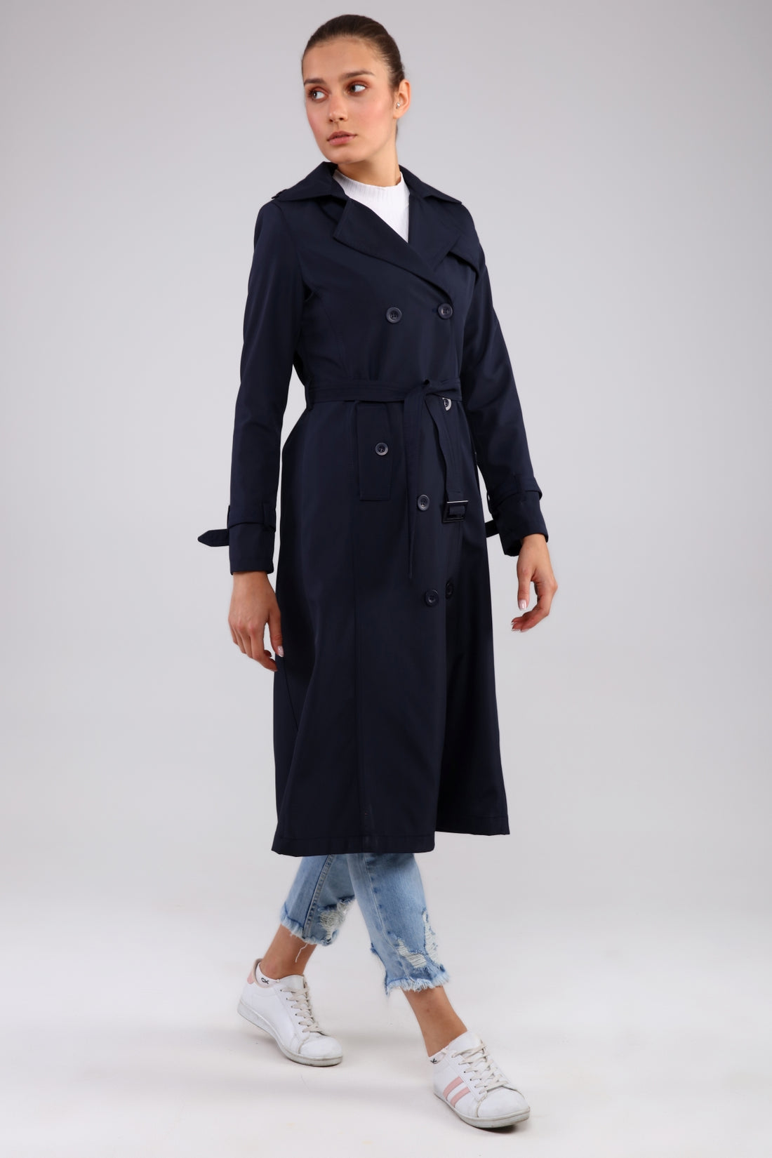 Trenchcoat mit Gürtel und Doppelreihe