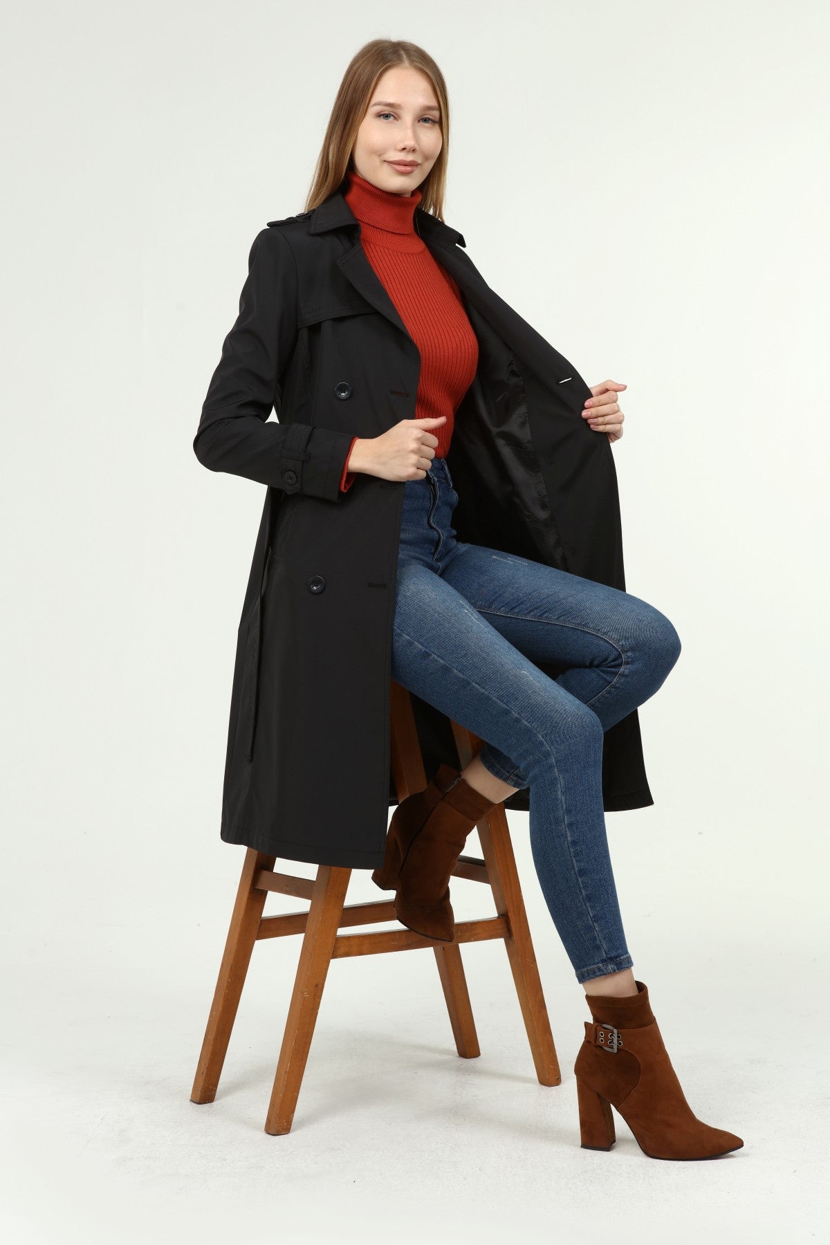 Klassischer Damen Trenchcoat wasserabweisend