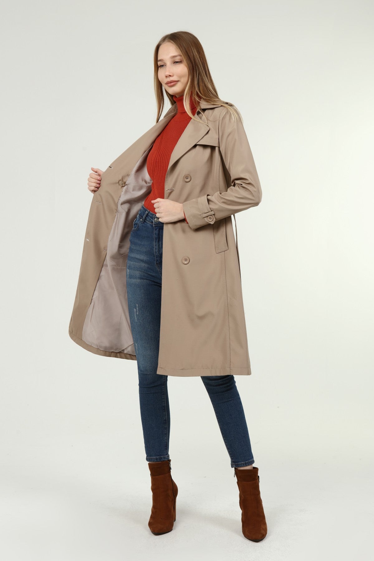 Klassischer Damen Trenchcoat wasserabweisend