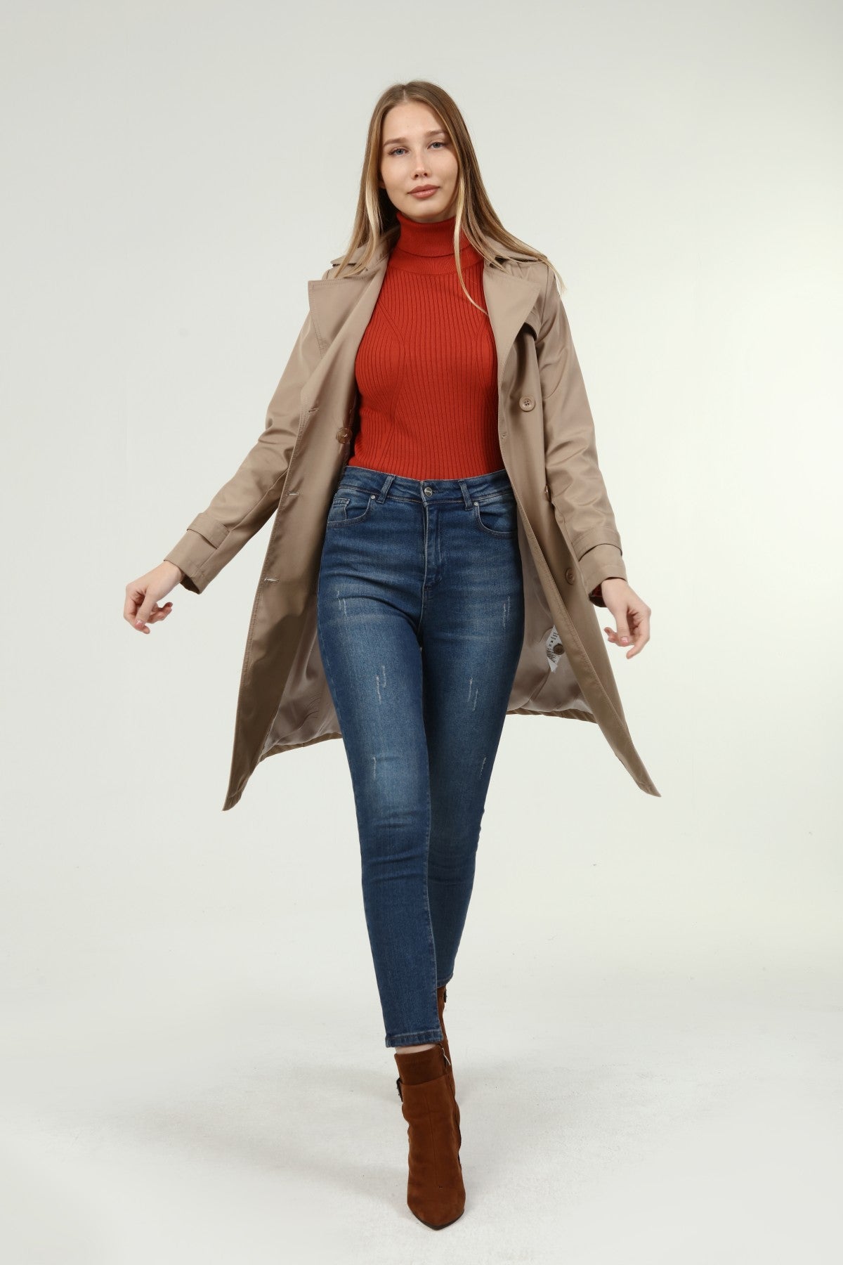 Klassischer Damen Trenchcoat wasserabweisend
