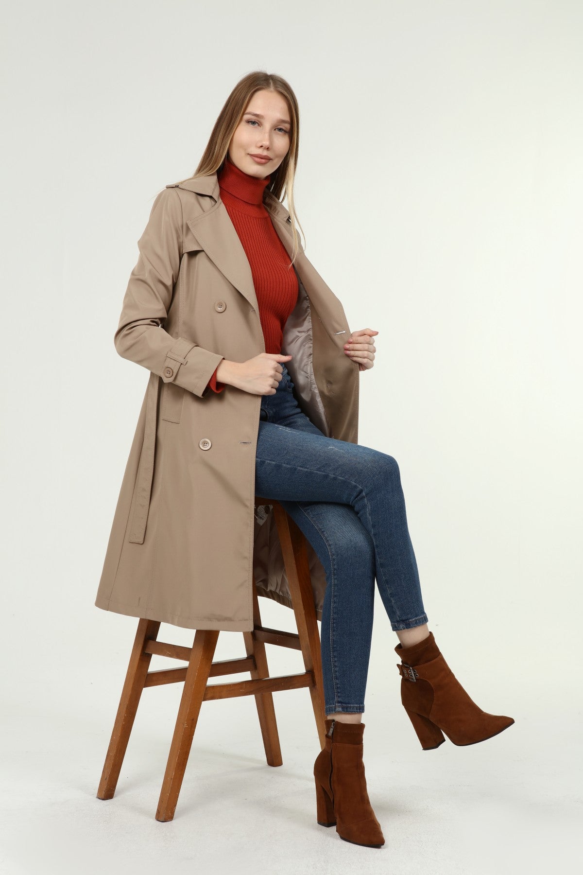Klassischer Damen Trenchcoat wasserabweisend