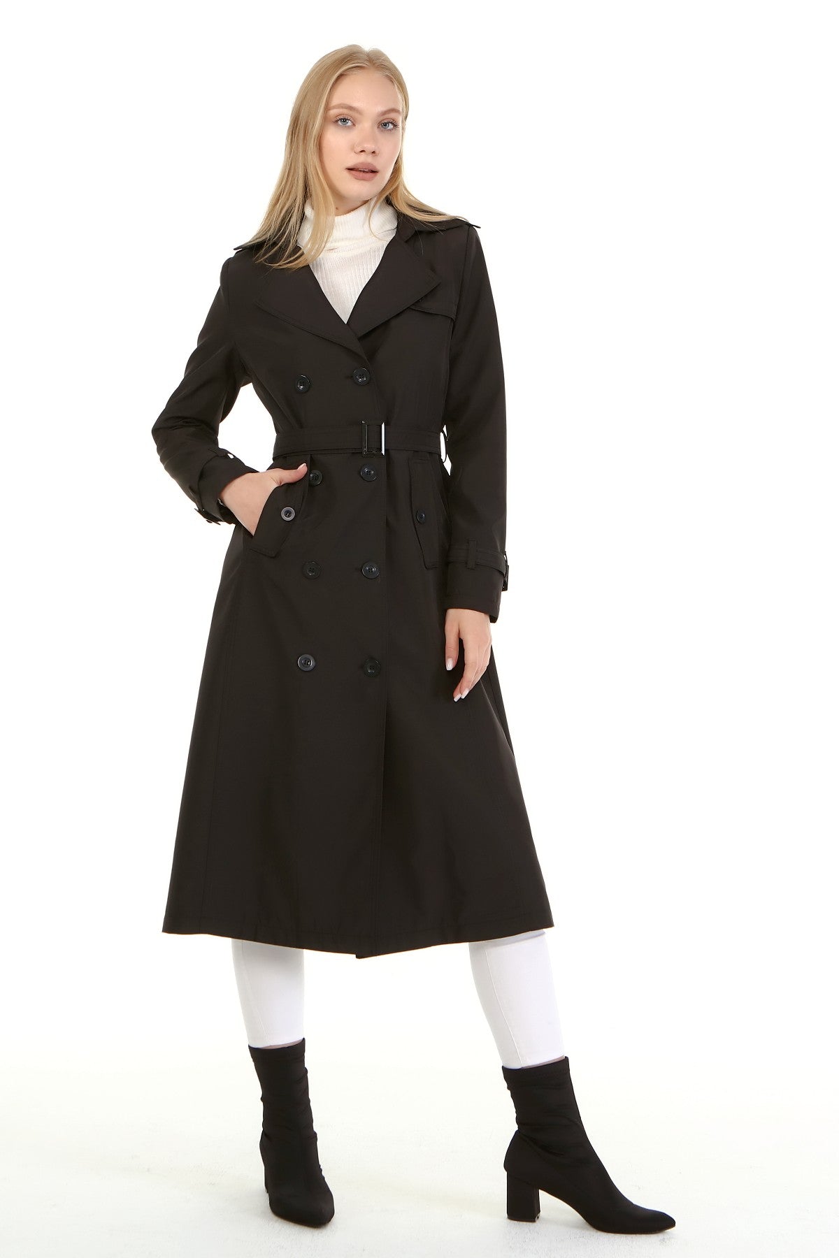 Trenchcoat mit Gürtel und Doppelreihe