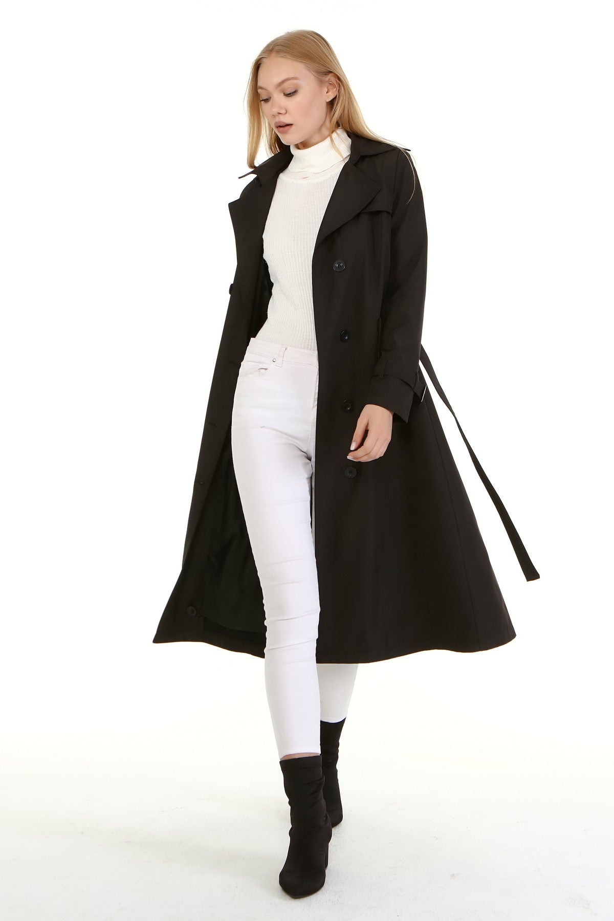 Trenchcoat mit Gürtel und Doppelreihe