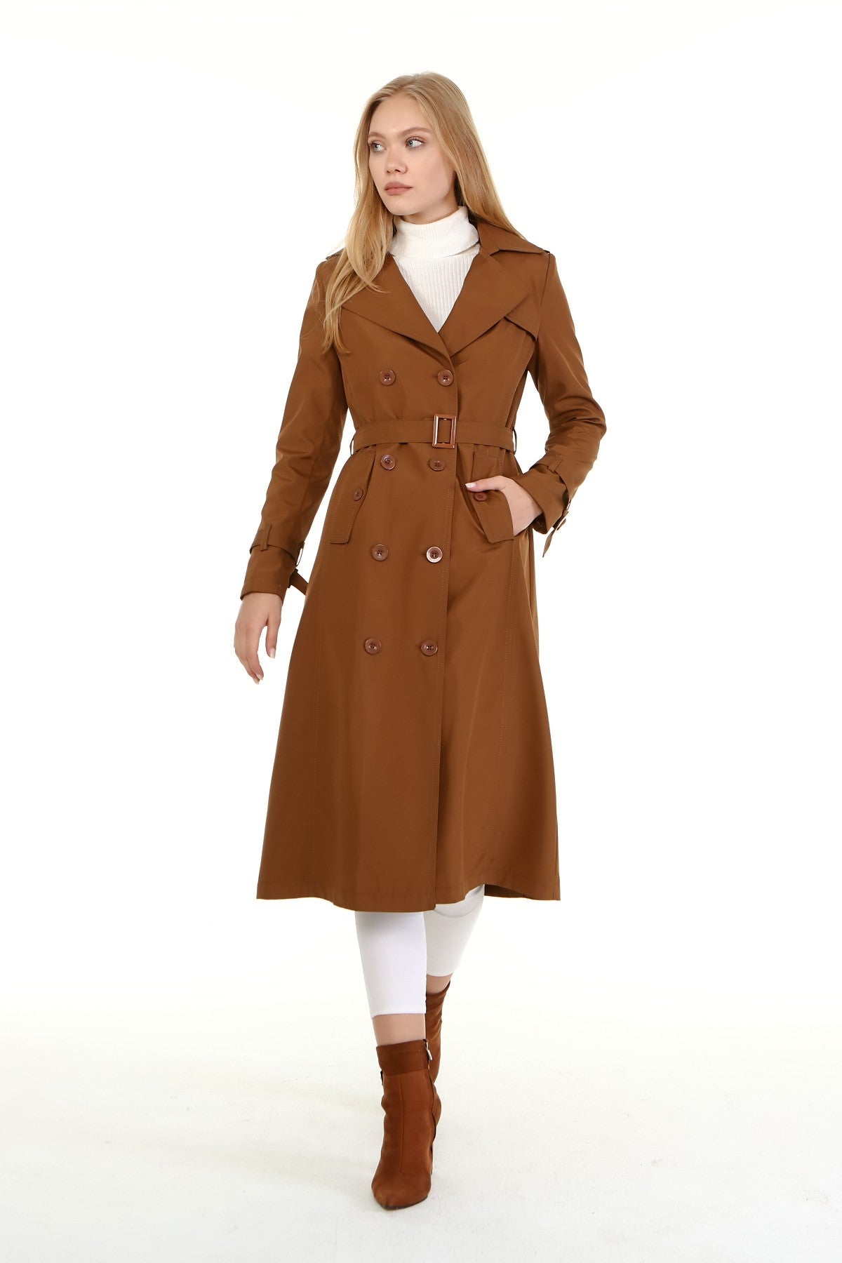 Trenchcoat mit Gürtel und Doppelreihe