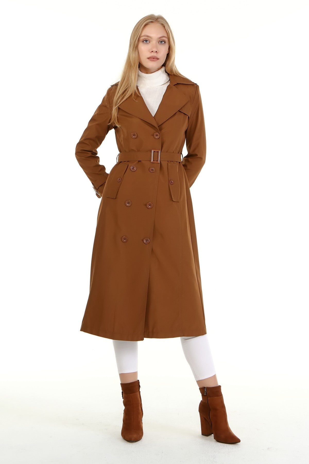 Trenchcoat mit Gürtel und Doppelreihe