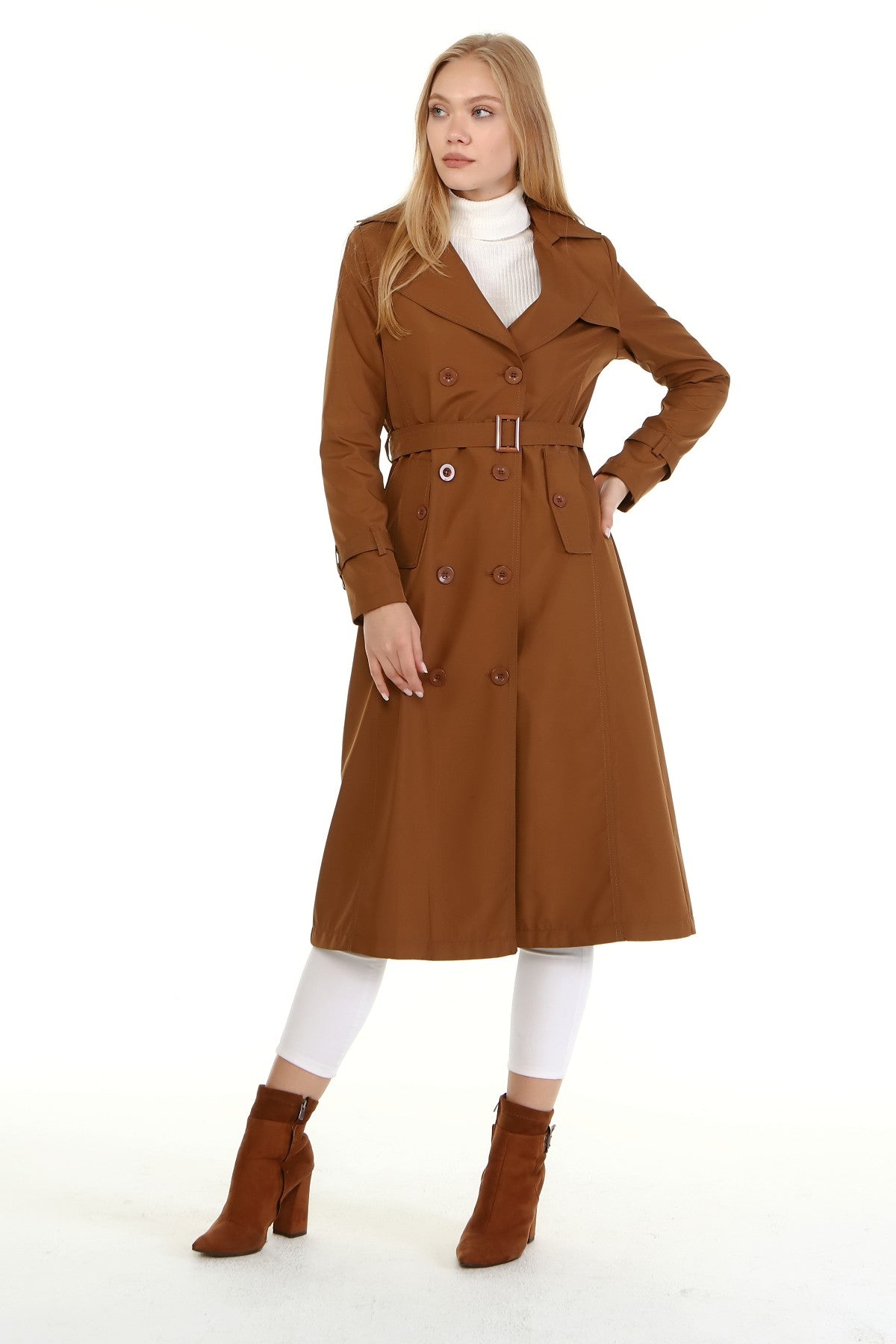 Trenchcoat mit Gürtel und Doppelreihe