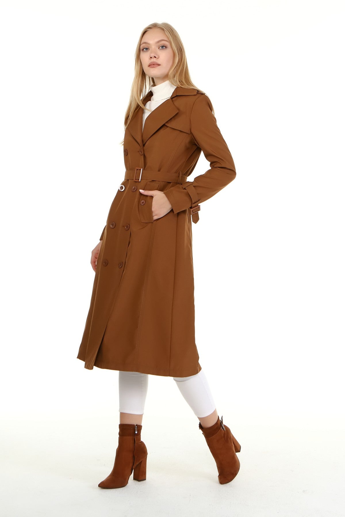 Trenchcoat mit Gürtel und Doppelreihe