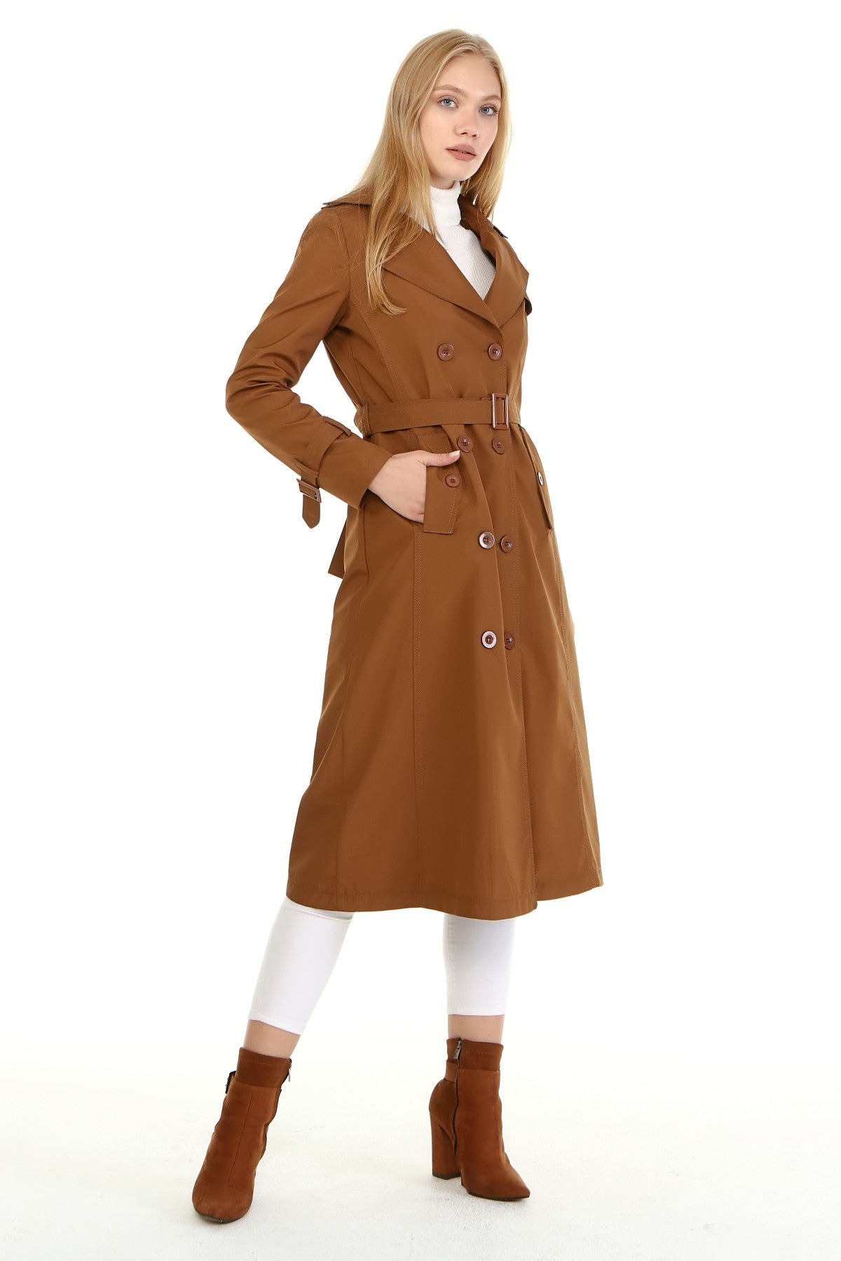 Trenchcoat mit Gürtel und Doppelreihe