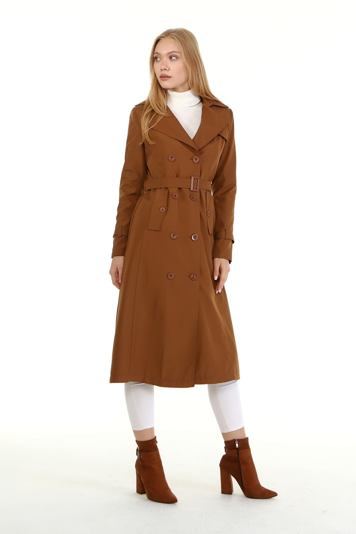 Trenchcoat mit Gürtel und Doppelreihe