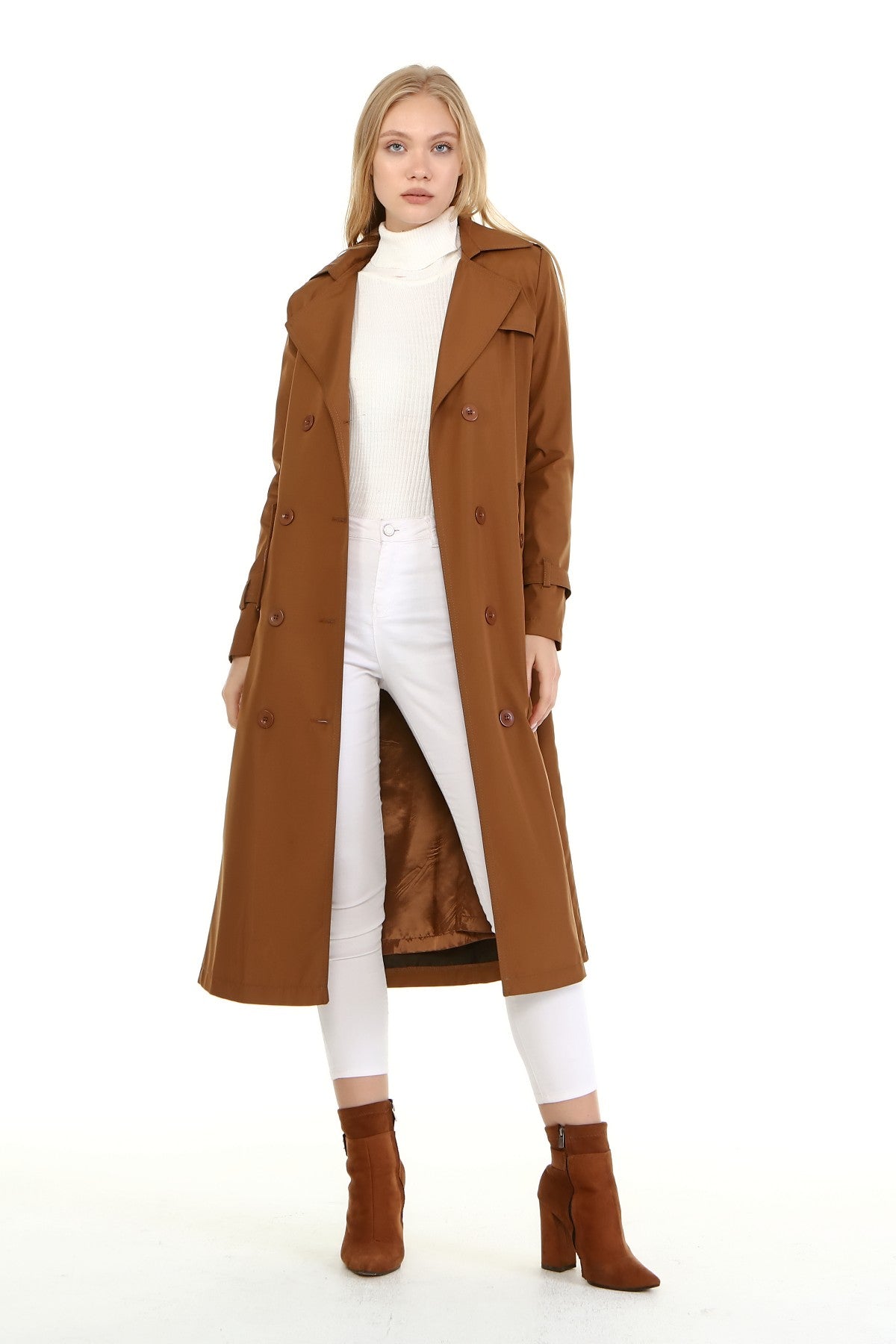 Trenchcoat mit Gürtel und Doppelreihe