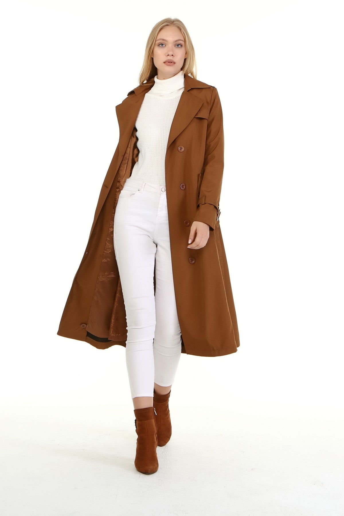 Trenchcoat mit Gürtel und Doppelreihe
