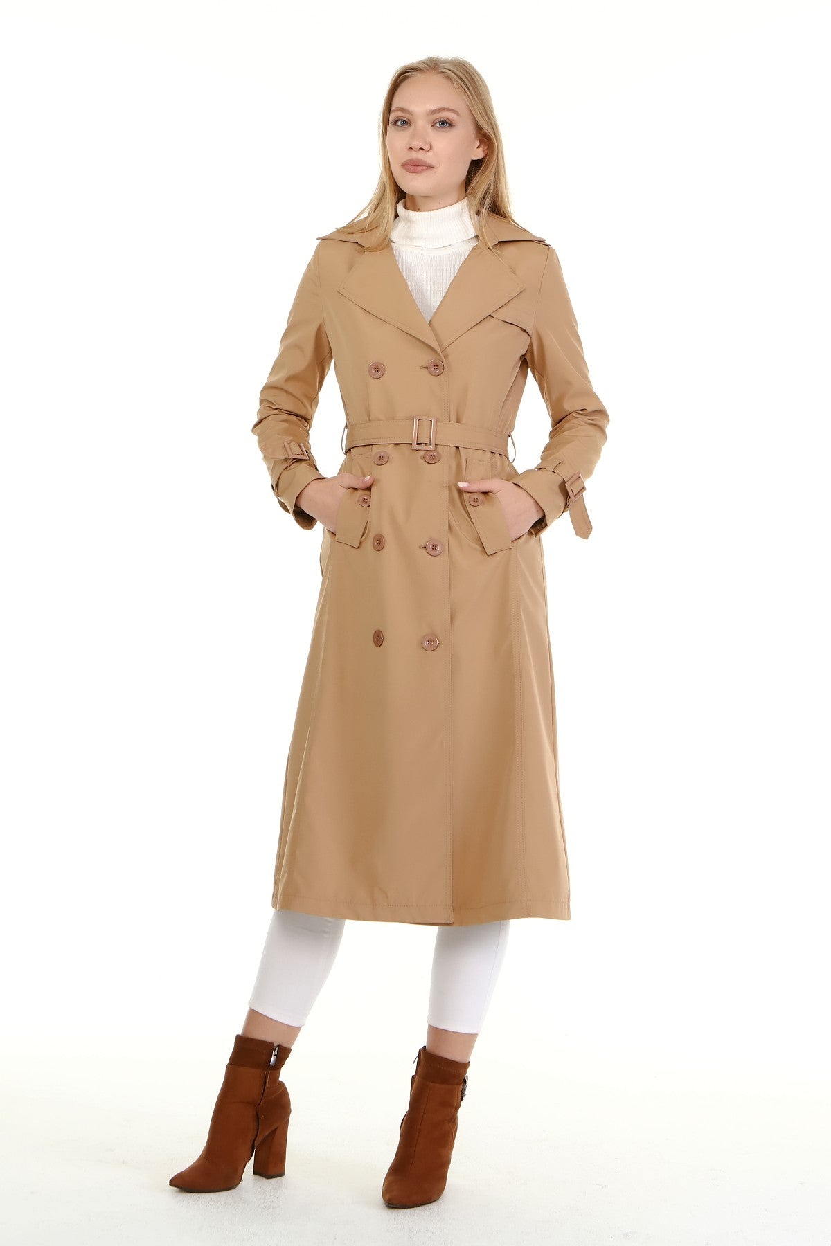 Trenchcoat mit Gürtel und Doppelreihe