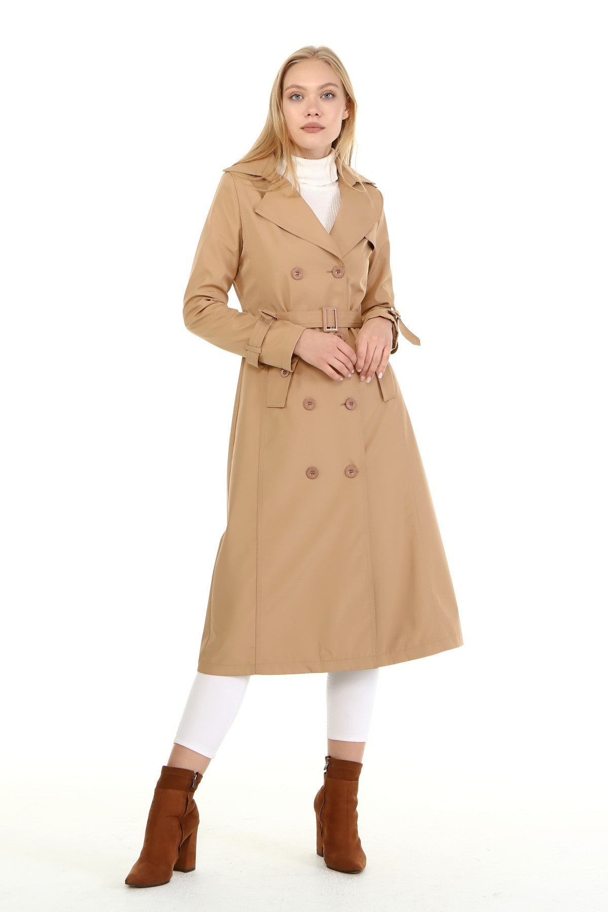 Trenchcoat mit Gürtel und Doppelreihe