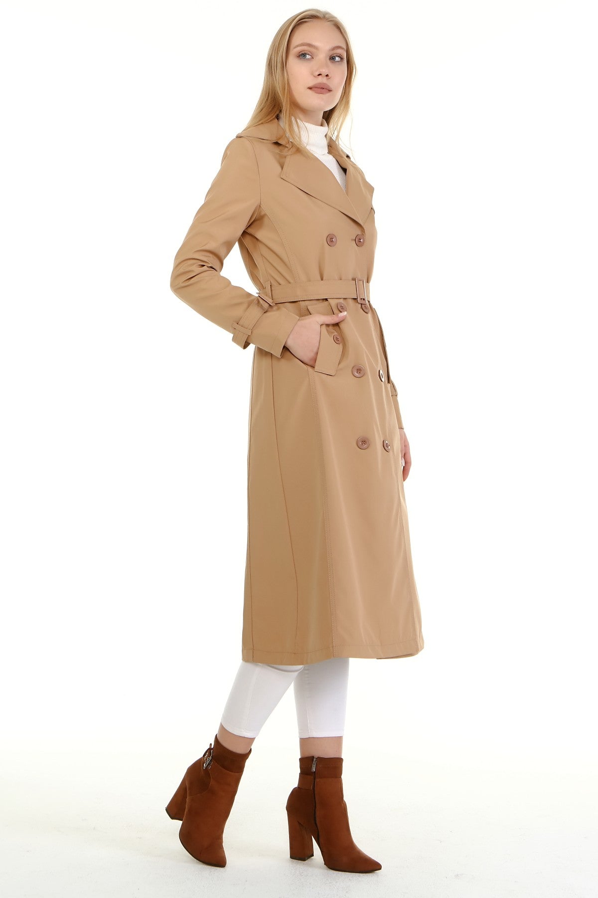 Trenchcoat mit Gürtel und Doppelreihe