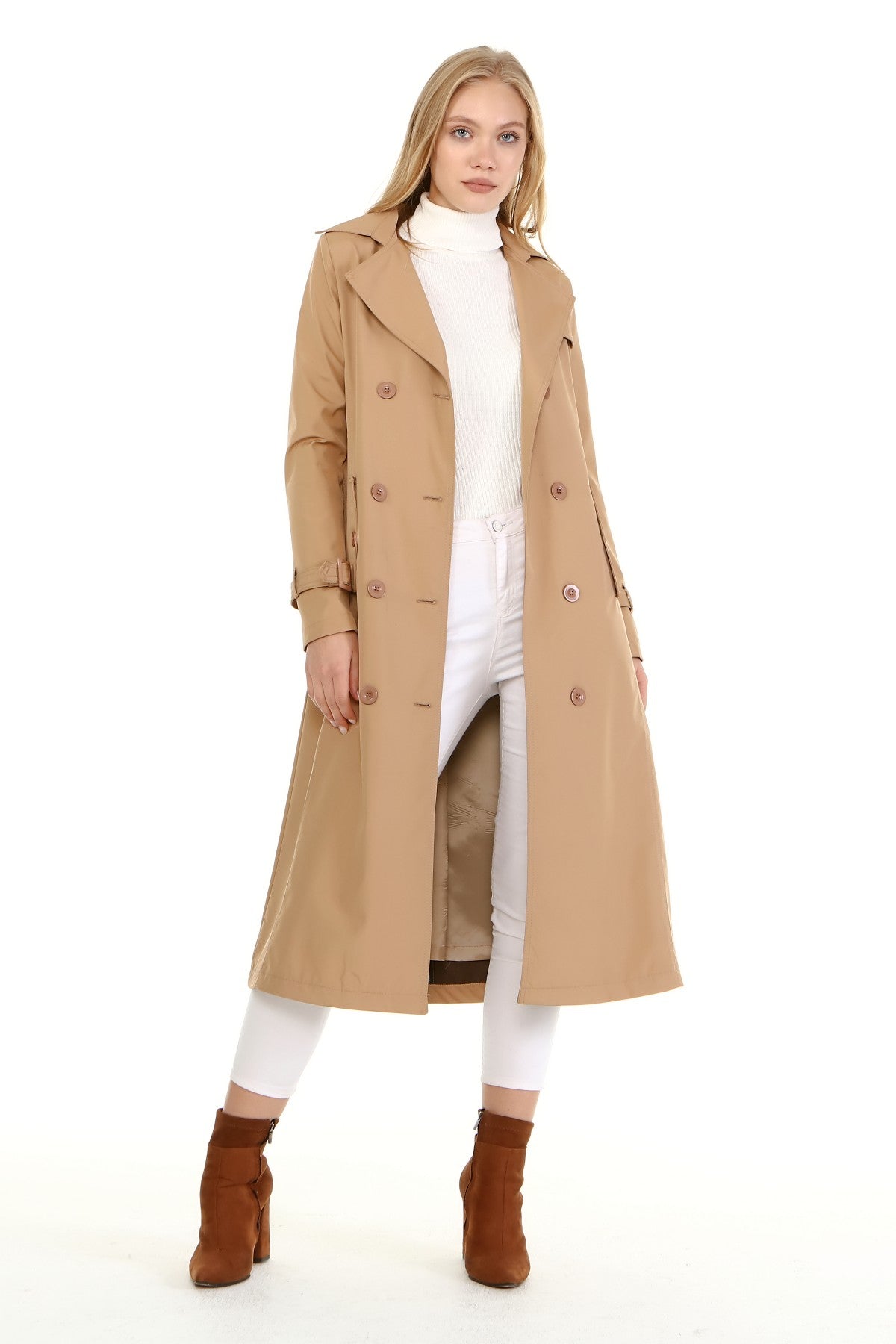 Trenchcoat mit Gürtel und Doppelreihe