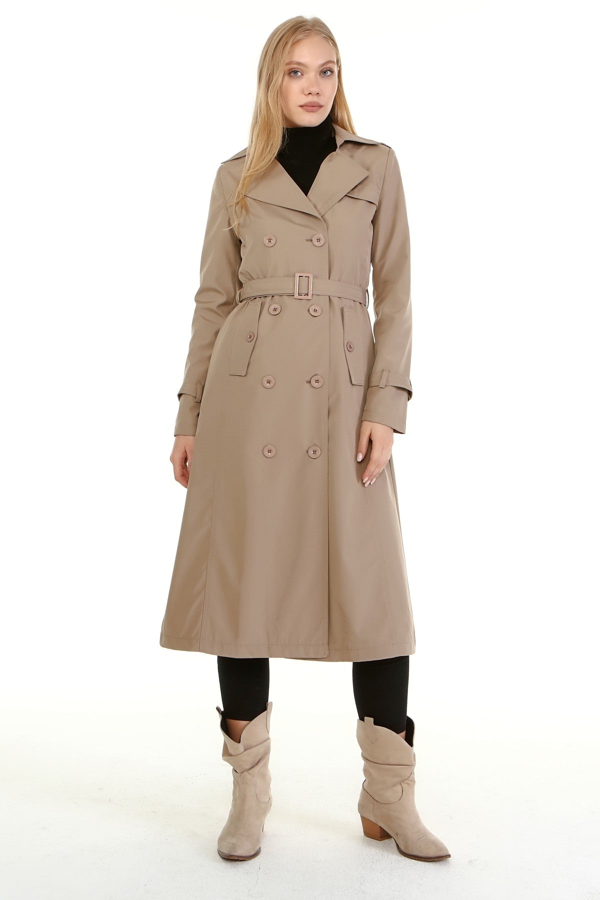 Trenchcoat mit Gürtel und Doppelreihe