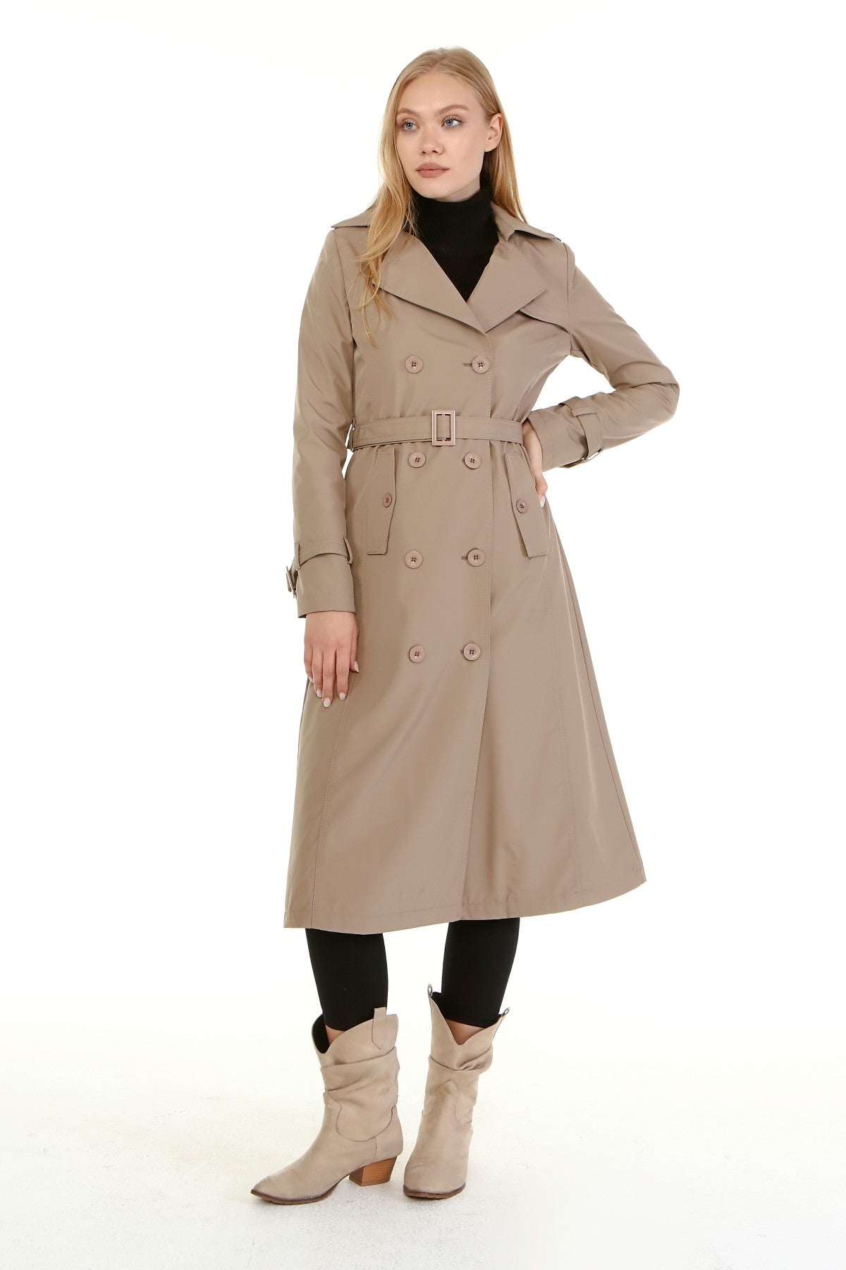 Trenchcoat mit Gürtel und Doppelreihe