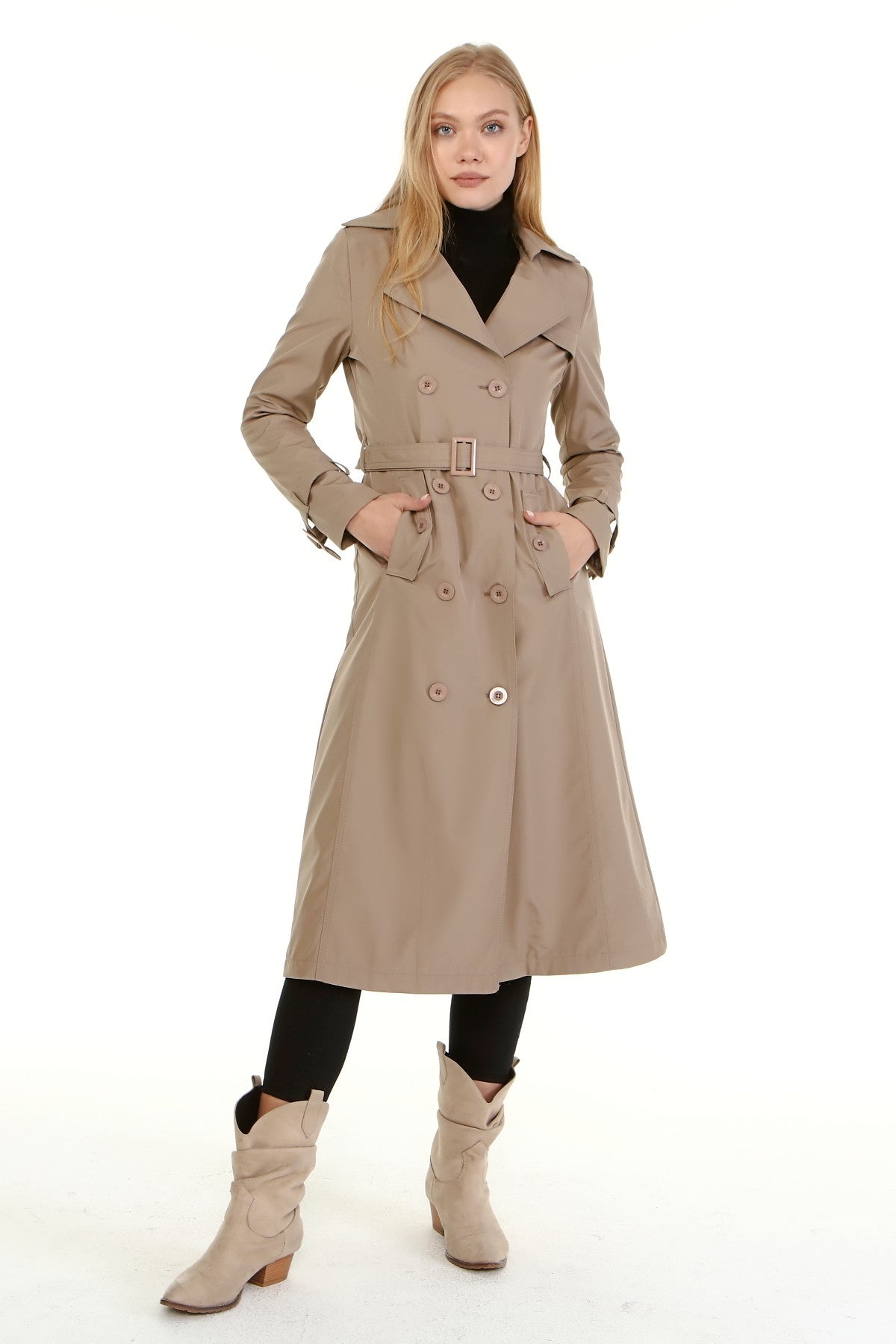 Trenchcoat mit Gürtel und Doppelreihe