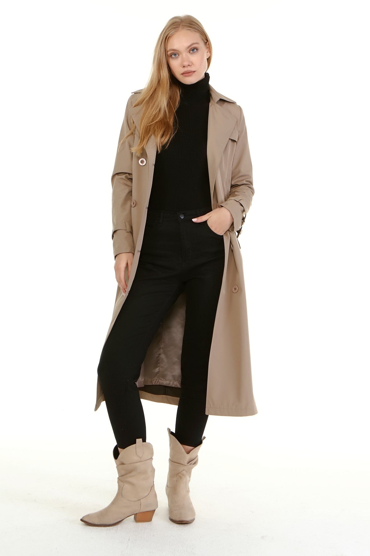 Trenchcoat mit Gürtel und Doppelreihe