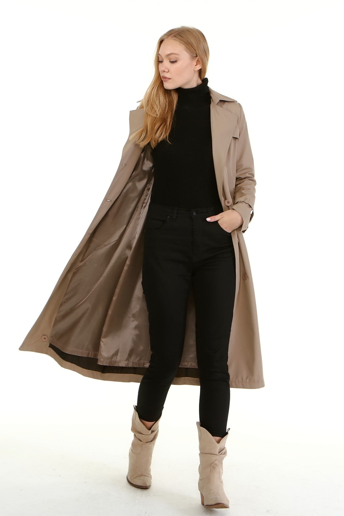 Trenchcoat mit Gürtel und Doppelreihe